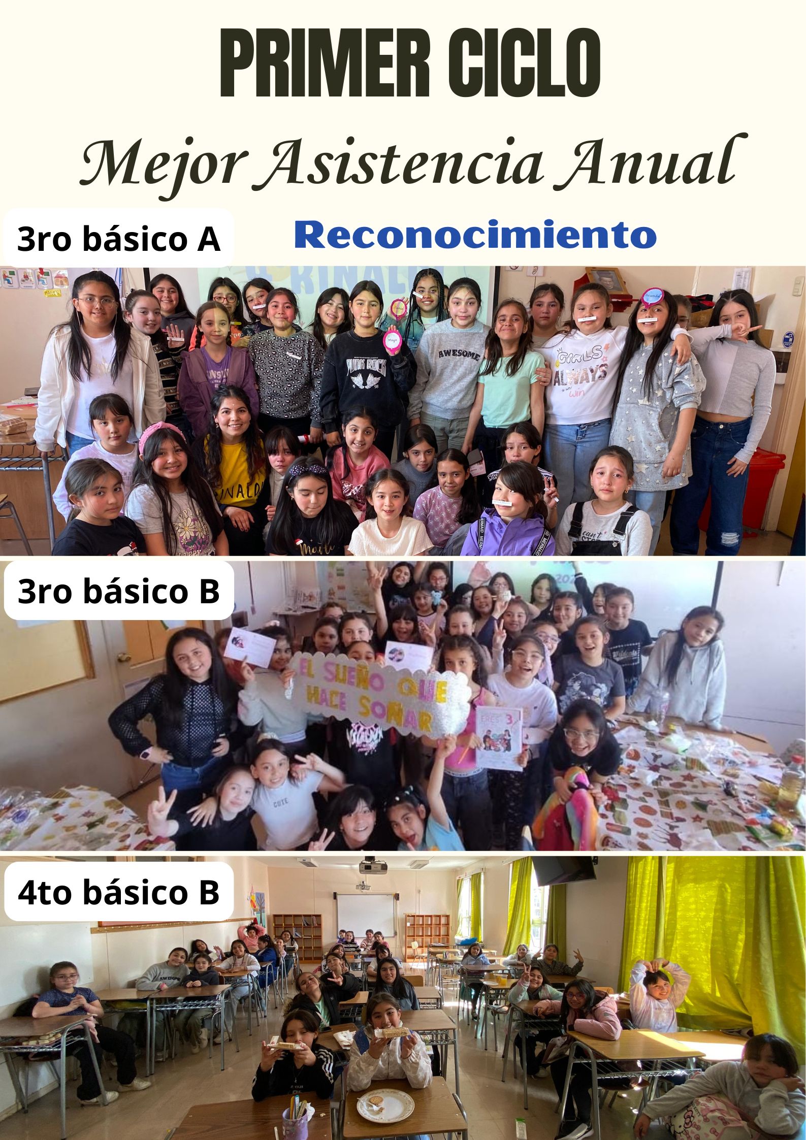 Excelencia en Asistencia Escolar: Cursos Destacados del Primer Ciclo