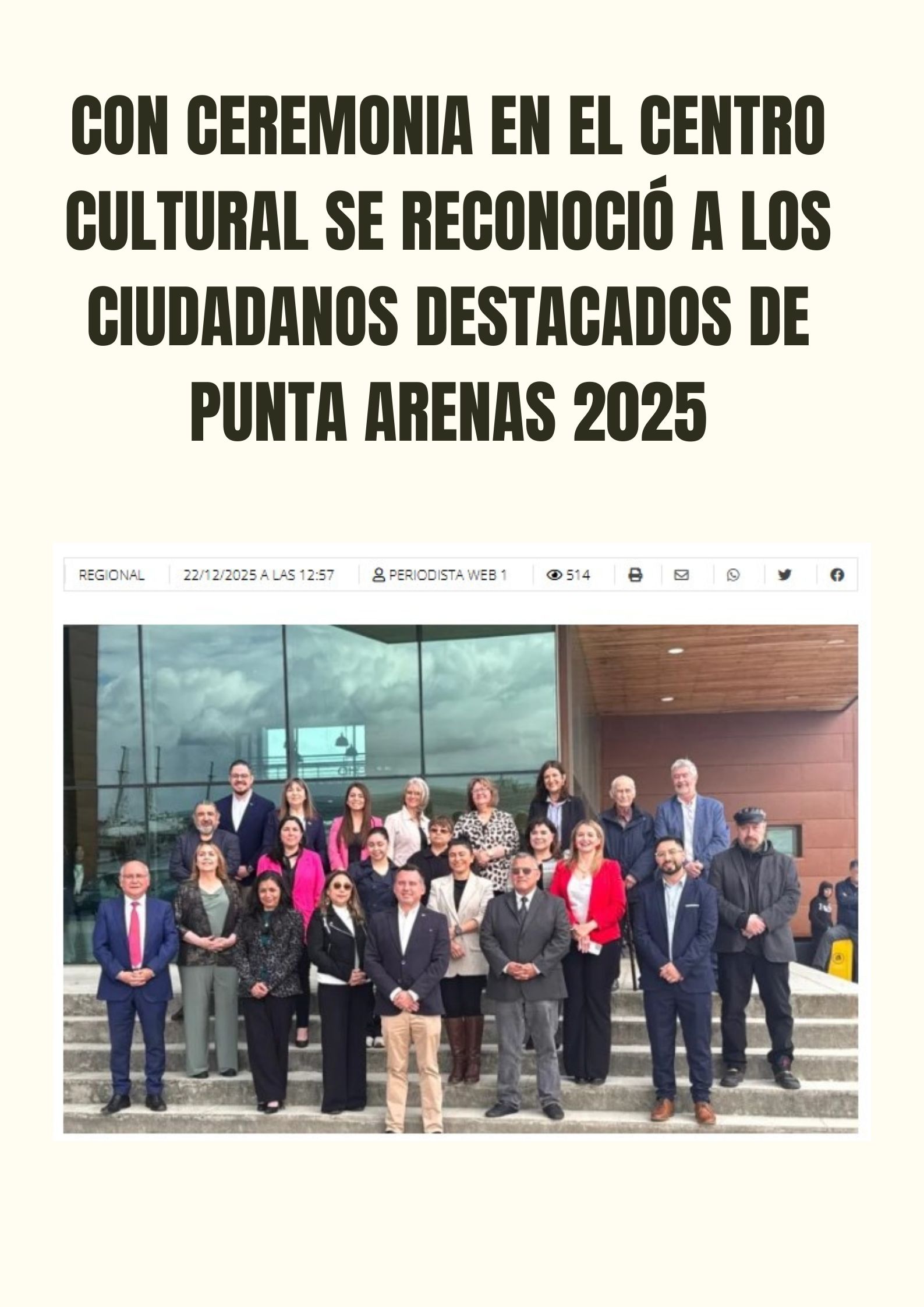 Diario El Pingüino destaca nombramiento de nuestra Directora Pedagógica como Ciudadana Destacada de Punta Arenas 2025