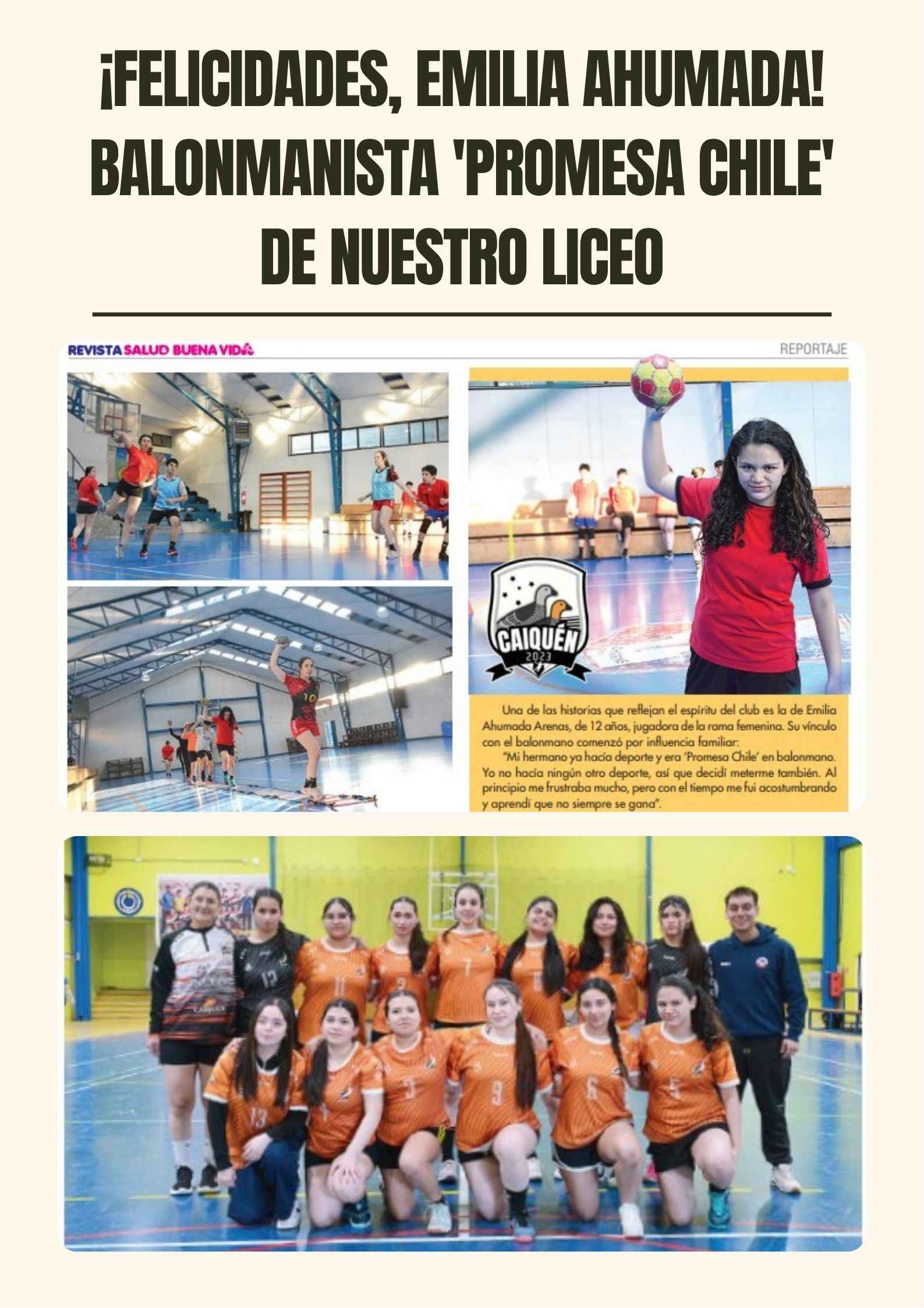 Emilia Ahumada, Estudiante del María Auxiliadora, Brilla como Promesa del Balonmano