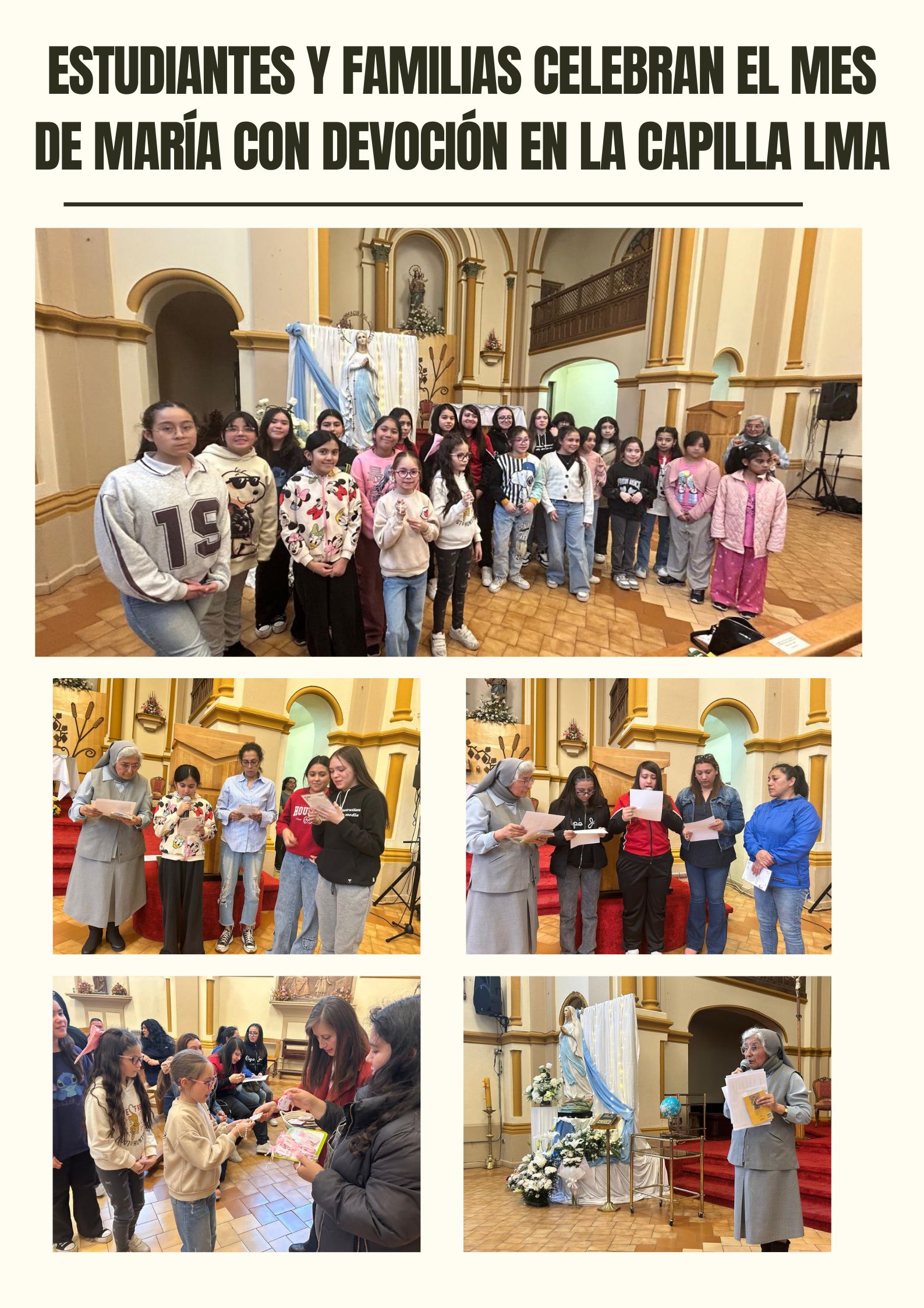 Estudiantes y Familias Celebran el Mes de María con Devoción en la Capilla LMA