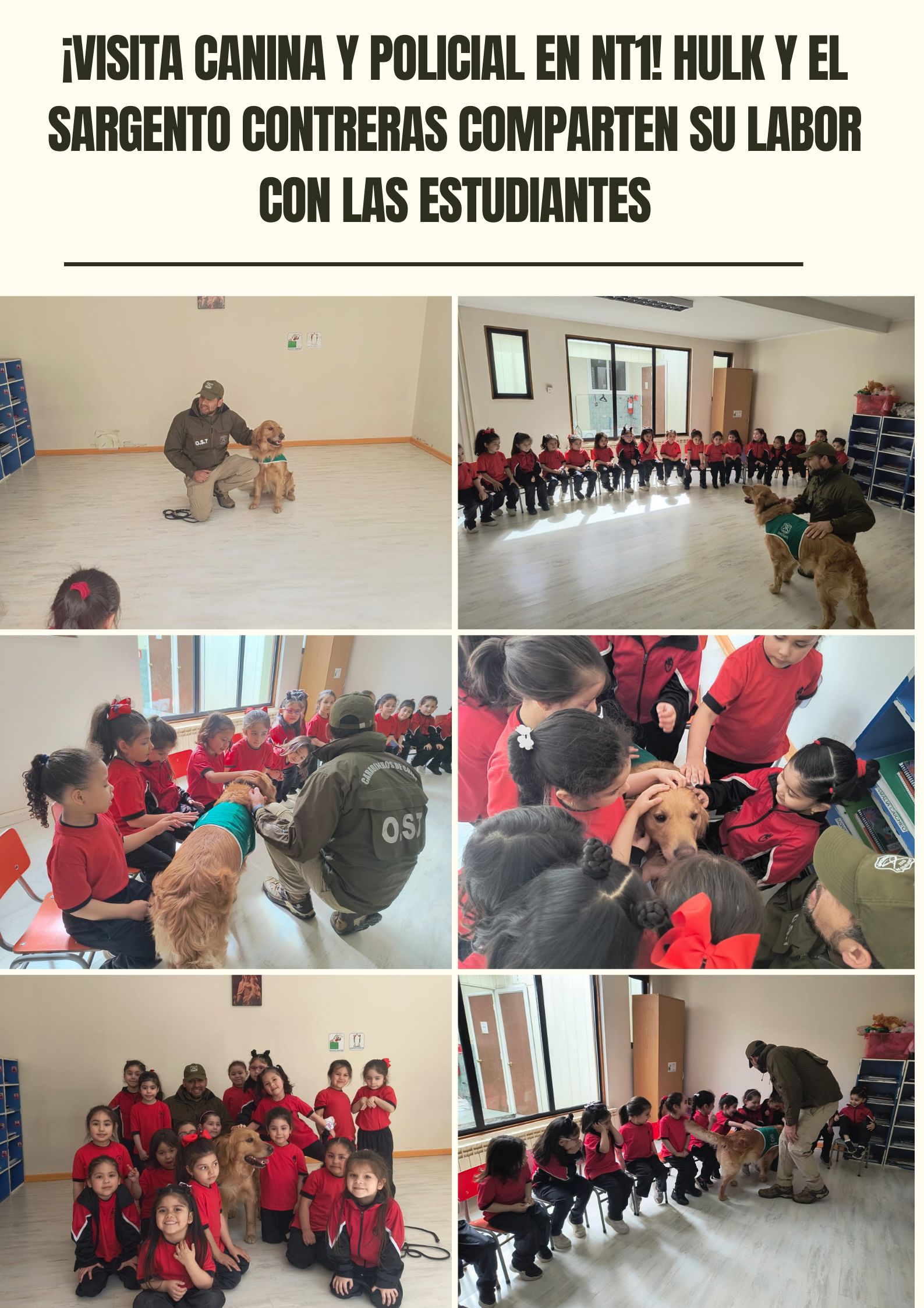 ¡Visita Canina y Policial en NT1! Hulk y el Sargento Contreras Comparten su Labor con las Estudiantes