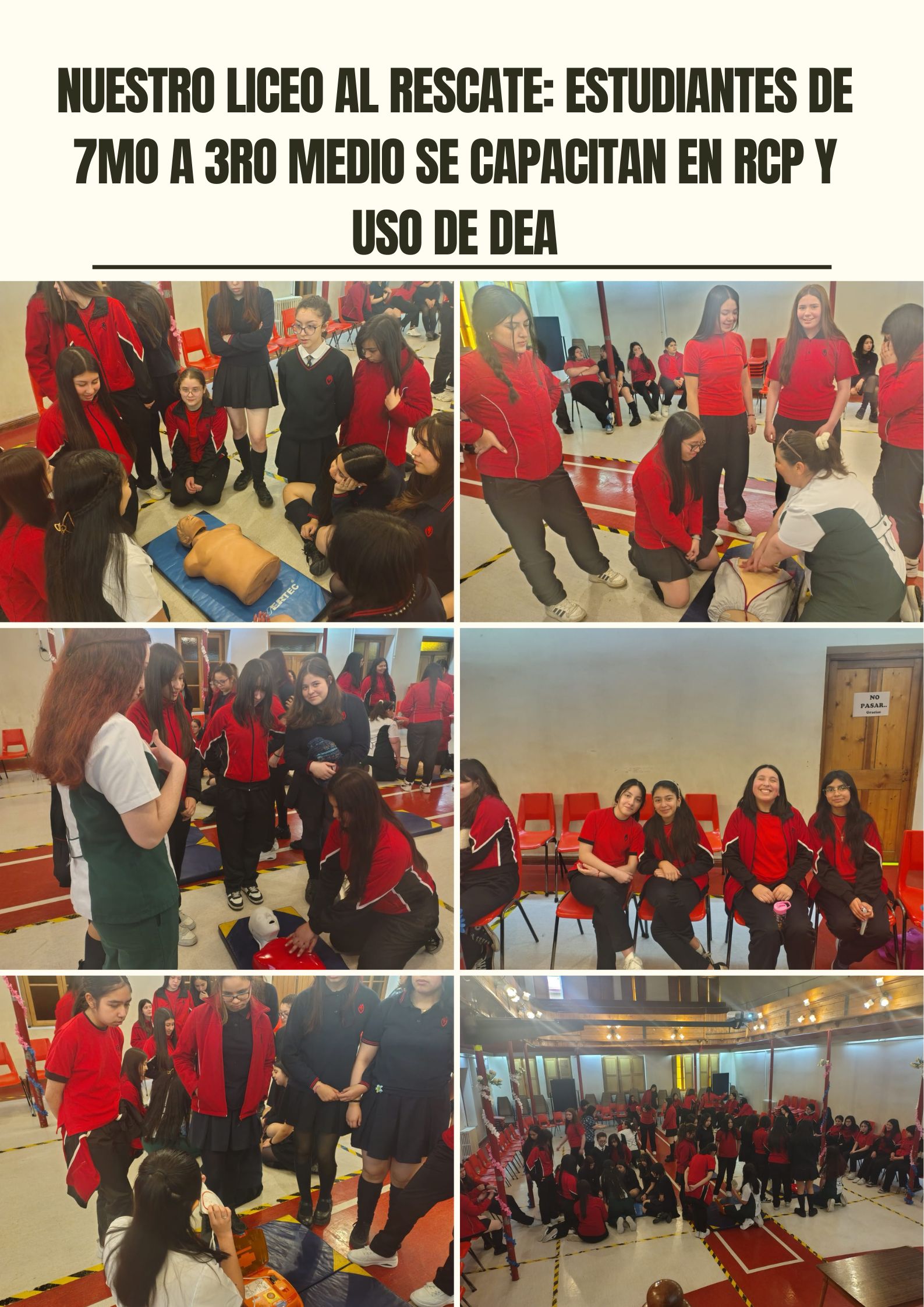 Nuestro Liceo al Rescate: Estudiantes de 7mo a 3ro Medio se Capacitan en RCP y Uso de DEA