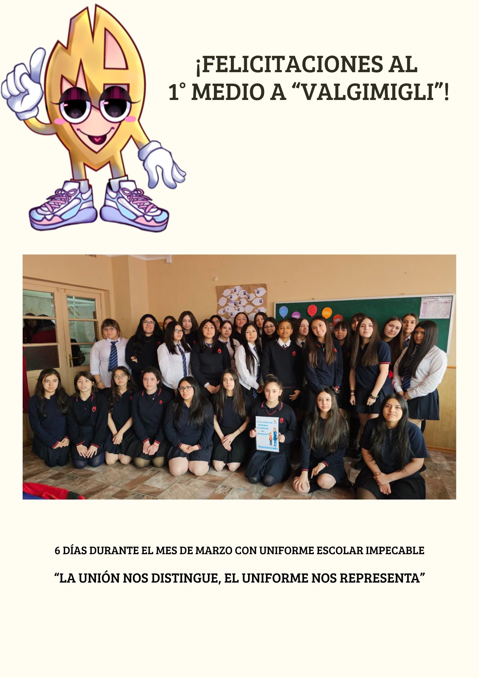 ¡Felicitaciones al 1° Medio A “Valgimigli”!