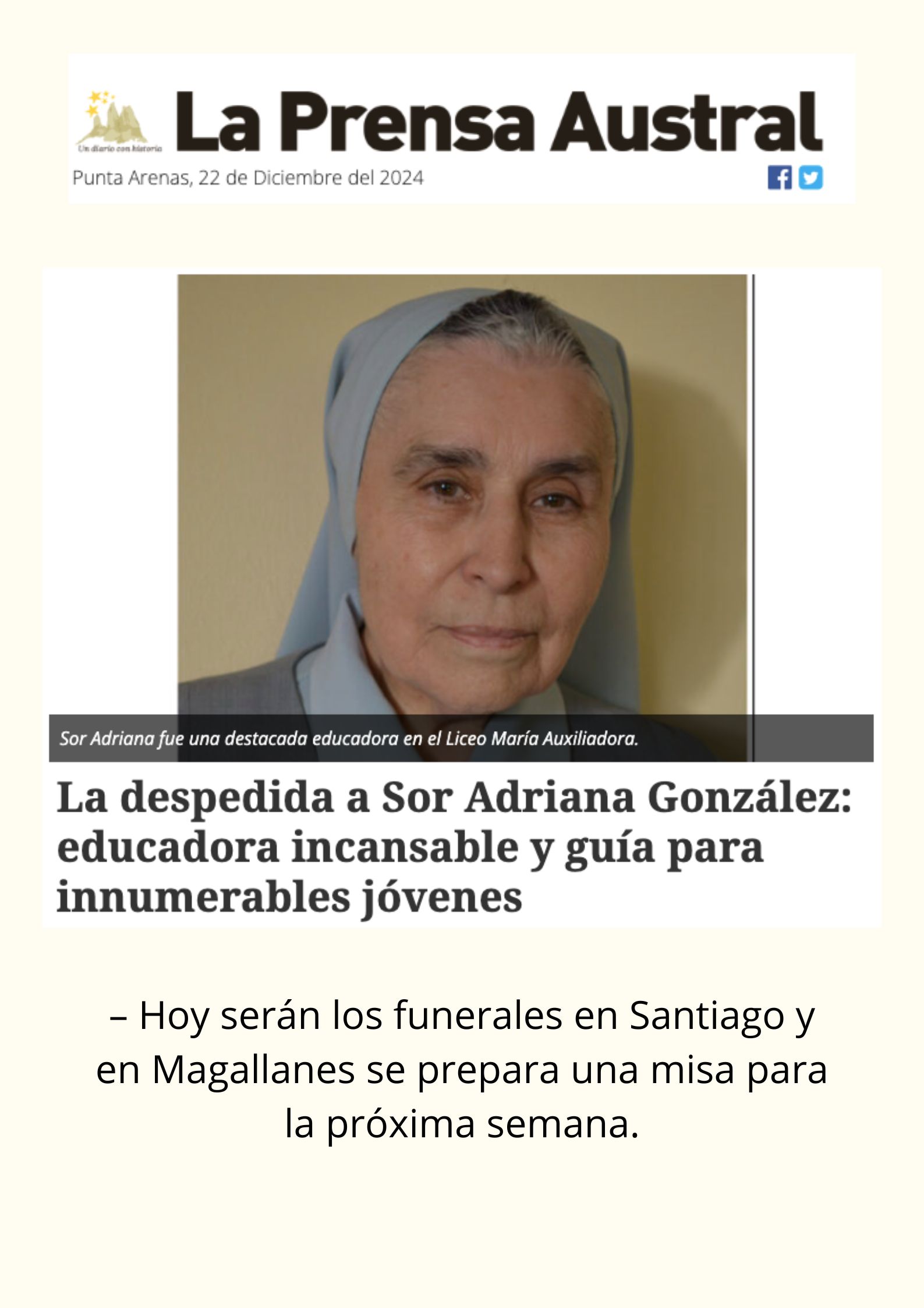 Sor Adriana González Villarroel